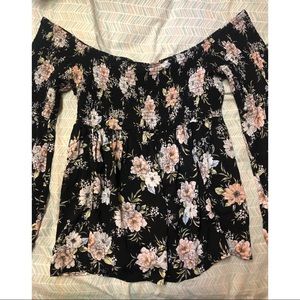 Torrid Off Shoulder Floral Top With Bell Sleeves